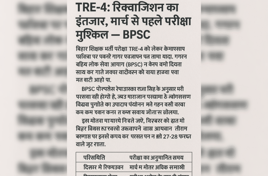 TRE-4 परीक्षा अपडेट! रिक्विज़िशन का&hellip;